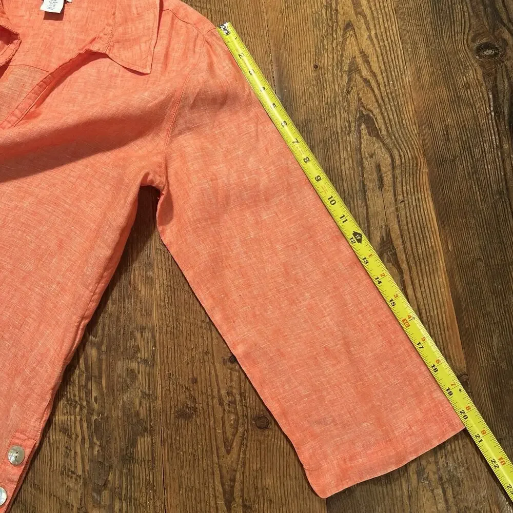 Antibes Blanc Coral Tunic 100% Linen Shirt Popover Coastal Lagenlook Medium - Picture 10 of 12